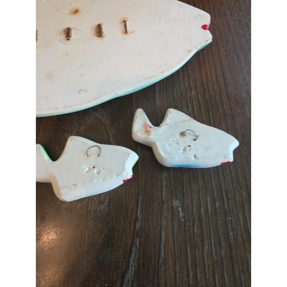 Vintage 1960s Miller Studio Set of 4 Fish Chalkware Wall Art Plaques Decor